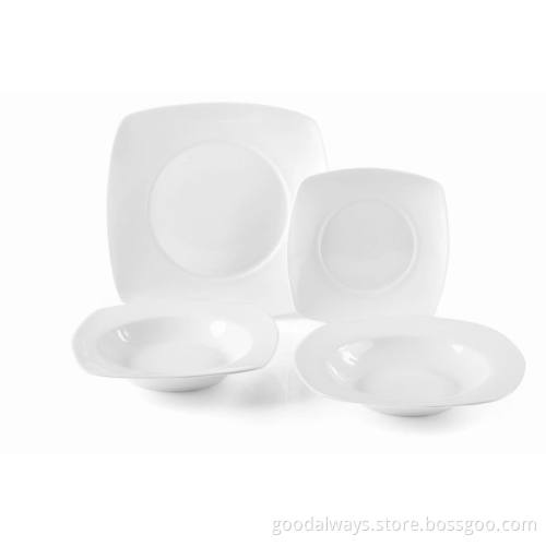 White Porcelain simplicity Square Dinner Set